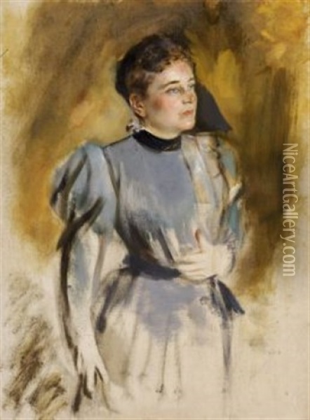 Portrat Frau Goring (study) Oil Painting - Franz Seraph von Lenbach