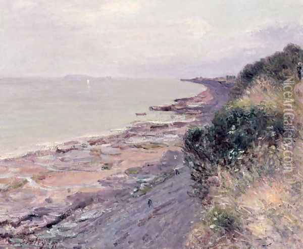 The Cliff at Penarth, Evening, Low Tide, 1897 Oil Painting - Alfred Sisley