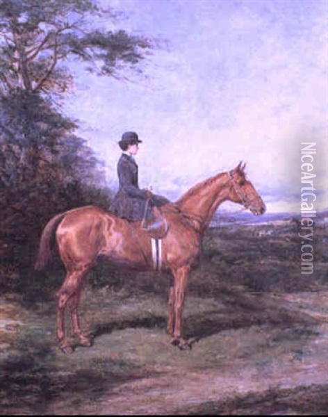 Miss A.l. North On 'ivanhoe' Oil Painting - Heywood Hardy