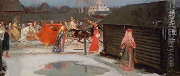 The Wedding Procession Oil Painting - Andrei Petrovitch Rjabuschkin