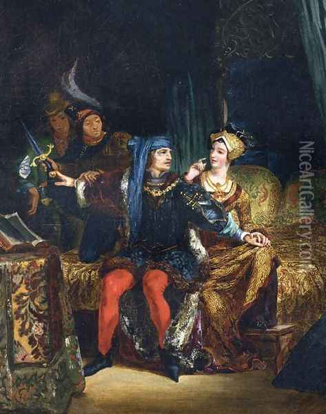 Charles VI and Odette de Champdivers Oil Painting - Eugene Delacroix