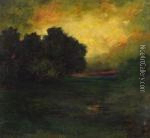 Landscape At Sunset Oil Painting - Hudson Mindell Kitchell