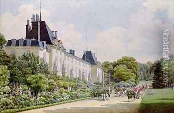 View of the Garden Facade of the Chateau Oil Painting - Auguste Simon Garneray