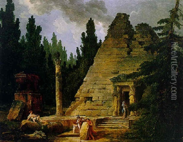 The Pyramid Of Maupertuis Oil Painting - Hubert Robert