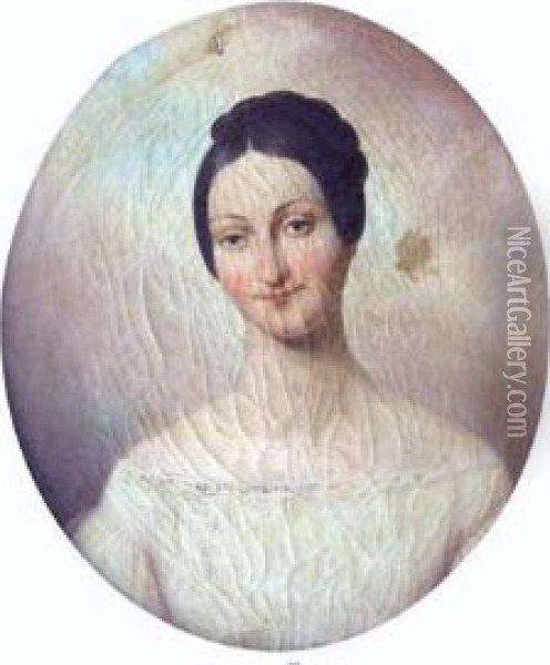 Portrait De Femme. Oil Painting - Charles Auguste van den Berghe