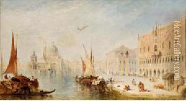 View From The Riva Degli Schiavoni Towards The Grand Canal Oil Painting - William Meadows