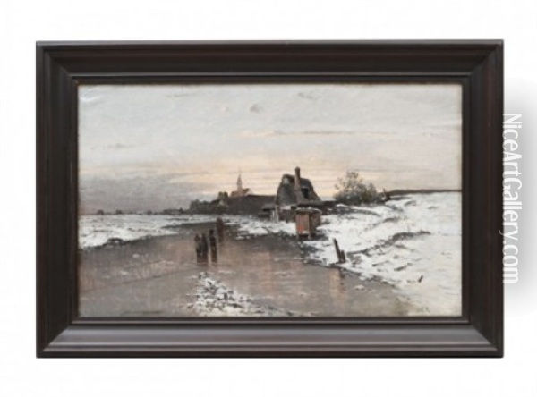 Vinterlandskap Oil Painting - Gustaf Rydberg