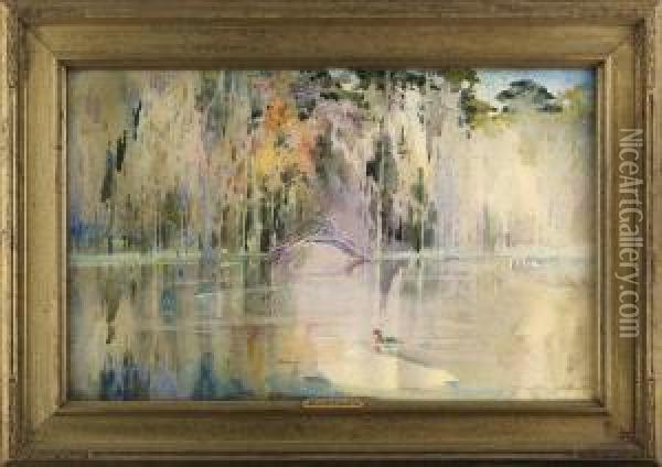 A Summer Duck In The Pool At Lavington Oil Painting - Alice Ravenel Huger Smith