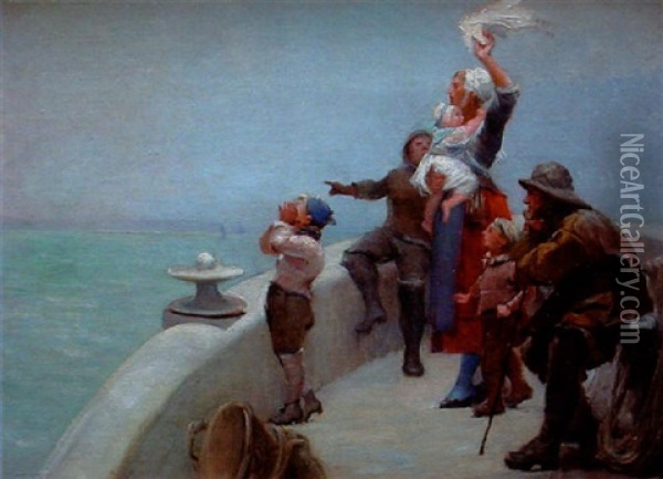 Le Depart Des Pecheurs Oil Painting - Henri Gaston Darien