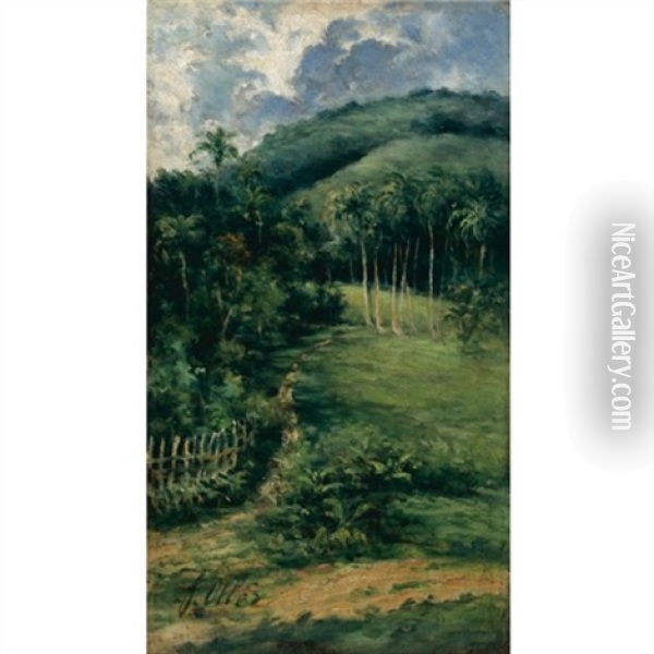 View Of The Guaraguao Oil Painting - Francisco Manuel Oller y Cestero