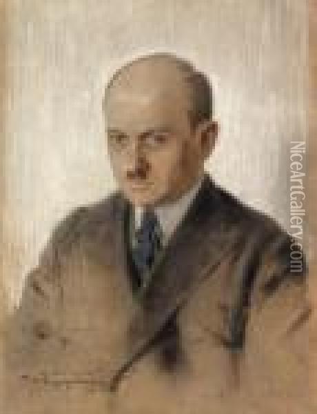 Portret Profesora Oil Painting - Feliks M. Wygrzywalski