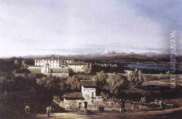 View of the Villa Cagnola at Gazzada near Varese 1744 Oil Painting - Bernardo Bellotto