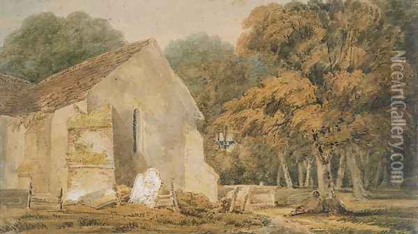 A Country Churchyard Oil Painting - Thomas Girtin