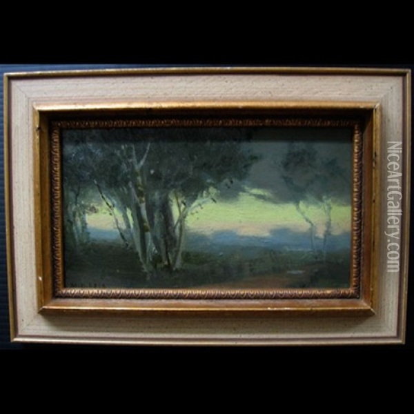Evening Landscape Study Oil Painting - Mary Augusta Hiester Reid