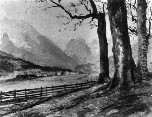Schnau Bei Berchtesgaden Oil Painting - Karl Mergell