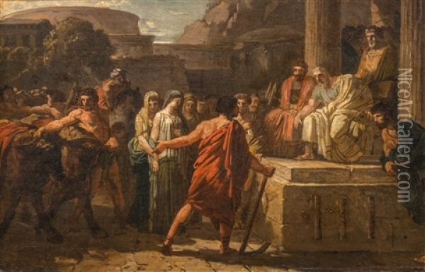 Ebauche Pour Caius Furius Cressinus Accuse De Sortileges Oil Painting - Jean Pierre Saint-Ours