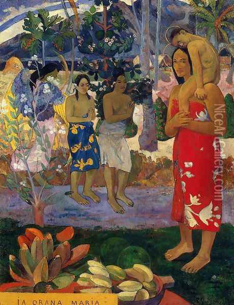 Ia Orana Maria Aka Hail Mary Oil Painting - Paul Gauguin