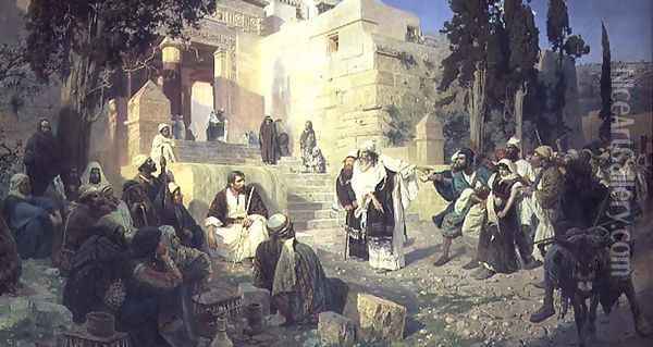 Christ and the Woman Taken in Adultery, 1888 Oil Painting - Vasily Polenov