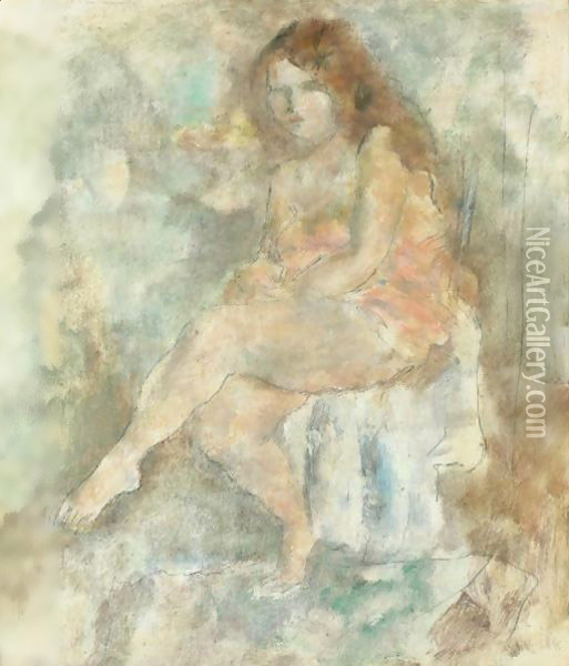 Femme Assise Oil Painting - Jules Pascin