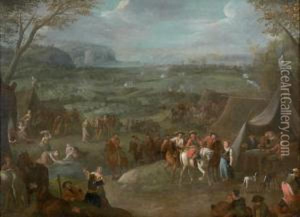 Scene De Campementmilitaire Oil Painting - Jean-Baptiste Martin Des Batailles