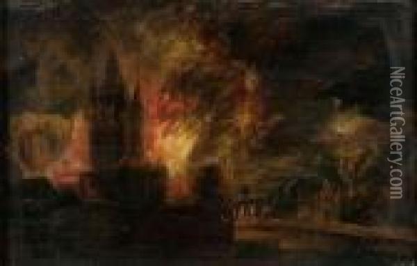 L'incendie Du Village Oil Painting - Egbert van der Poel