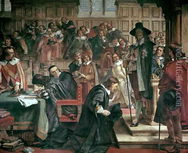 Attempted arrest of 5 members of the House of Commons by Charles I, 1642, 1856-66 Oil Painting - Charles West Cope