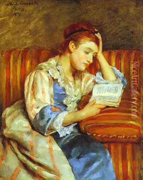 Young Woman Reading Oil Painting - Mary Cassatt
