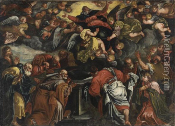 Assunzione Della Vergine Oil Painting - Jacopo Bassano (Jacopo da Ponte)