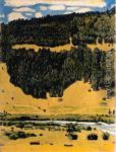 Sommerlandschaft Bei Zweiltschinen Oil Painting - Ferdinand Hodler
