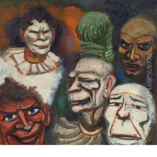 Masks Oil Painting - Walt Kuhn