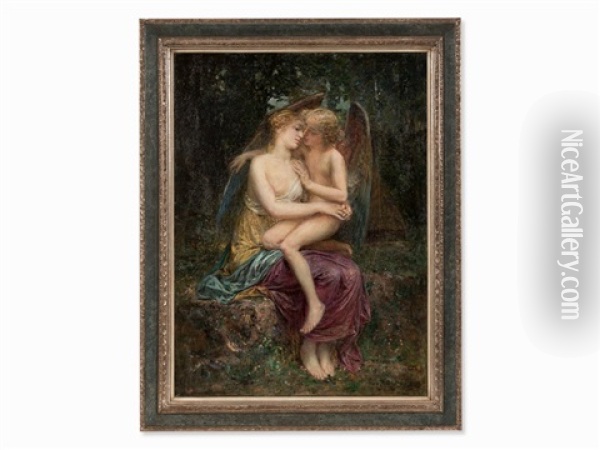 Amor & Psyche Oil Painting - Diogene Ulysse Napoleon Maillart