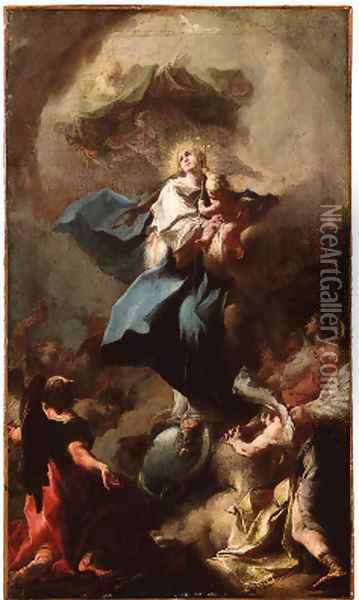 The Immaculate Conception Oil Painting - Michelangelo Unterberger