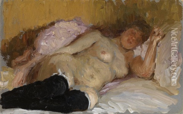 The Artist's Wife Natalia Nordman Sleeping Oil Painting - Ilya Repin