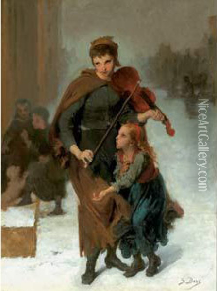 Jeunes Musiciiennes Des Rues Oil Painting - Gustave Dore