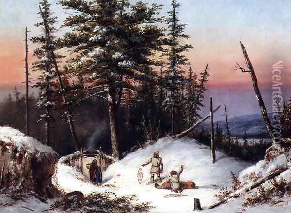 Trappers on the Frontier Oil Painting - Cornelius David Krieghoff
