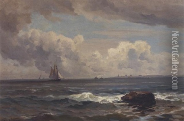 Ships Off The Coast Oil Painting - Mauritz Frederick Hendrick de Haas
