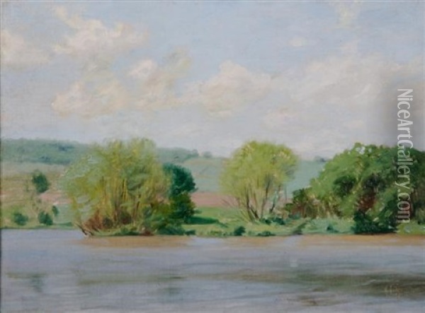 River Landscape Oil Painting - Charles Francis Browne