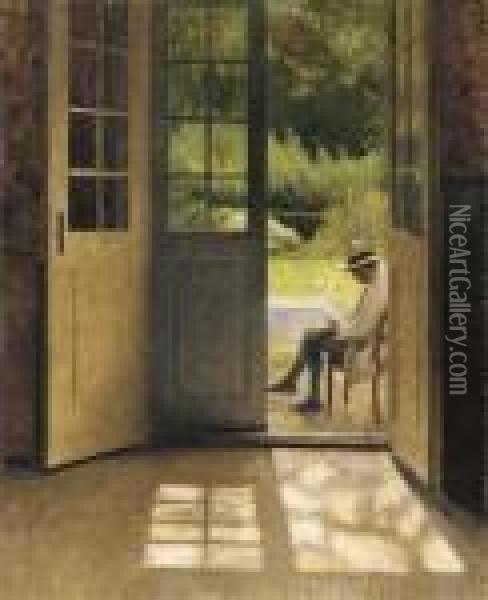 The Open Door Oil Painting - Peder Vilhelm Ilsted