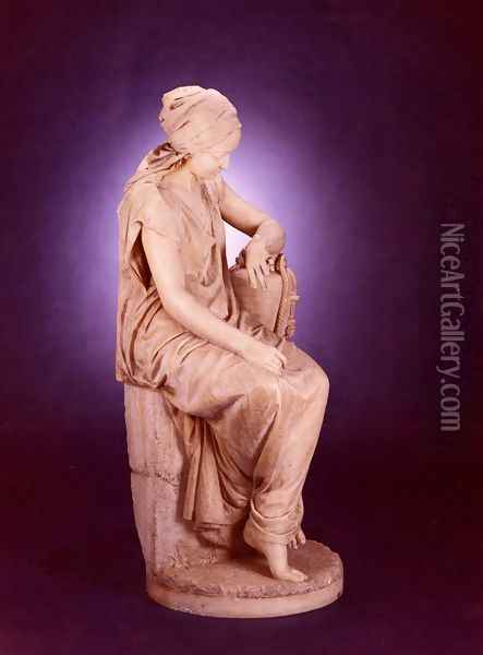A Large Marble Seated Figure Of Ruth Oil Painting - Girolamo Masini