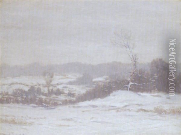 Hills In February Oil Painting - Leonard Ochtman