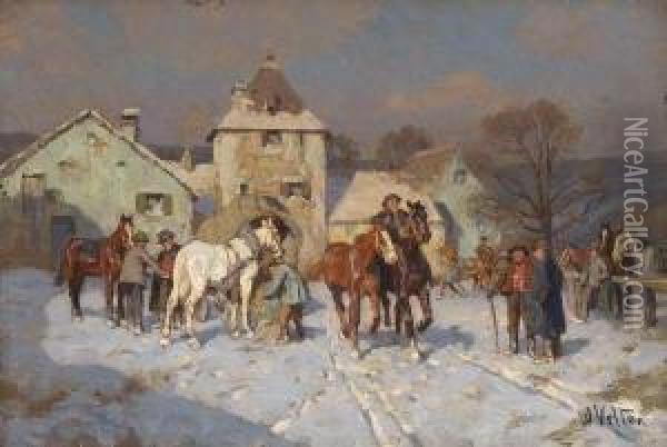 Rossmarkt Vor Der Stadt. Oil Painting - Wilhelm Velten