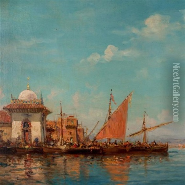 Vue D'un Port Oriental Oil Painting - Paul Savigny