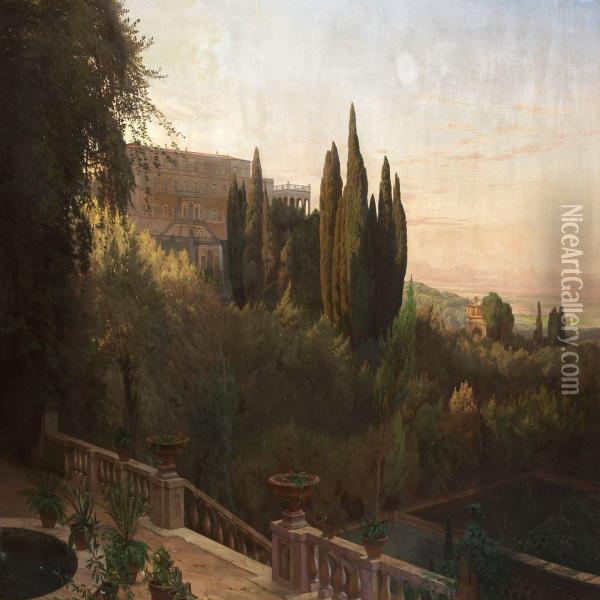 View Of Villad'este Oil Painting - Niels Bredal