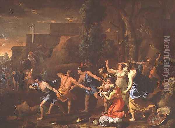 The Saving of the Infant Pyrrhus, 1634 Oil Painting - Nicolas Poussin