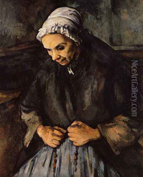 Old Woman With A Rosary Oil Painting - Paul Cezanne