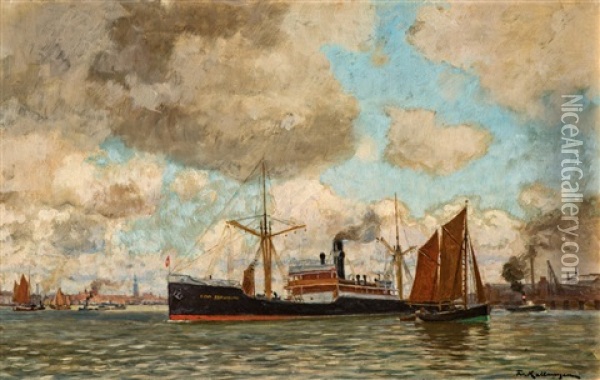 Harbour Scene Oil Painting - Friedrich Kallmorgen