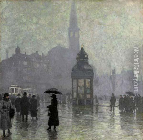 Raadhuspladsen Square Oil Painting - Paul-Gustave Fischer