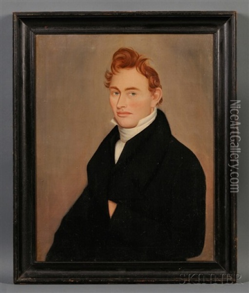 Portrait Of A Ginger-haired Young Man Oil Painting - Ammi Phillips