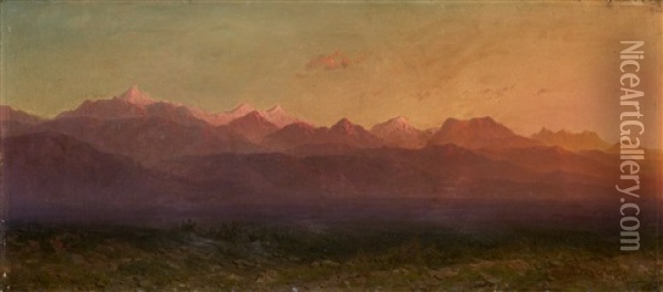 Mountainscape Oil Painting - Il'ia Nikolaevich Zankovskii