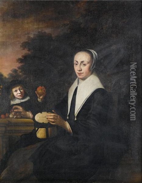 Portrait Of A Gentleman (+ Portrait Of A Lady; 2 Works) Oil Painting - Jacobus Levecq